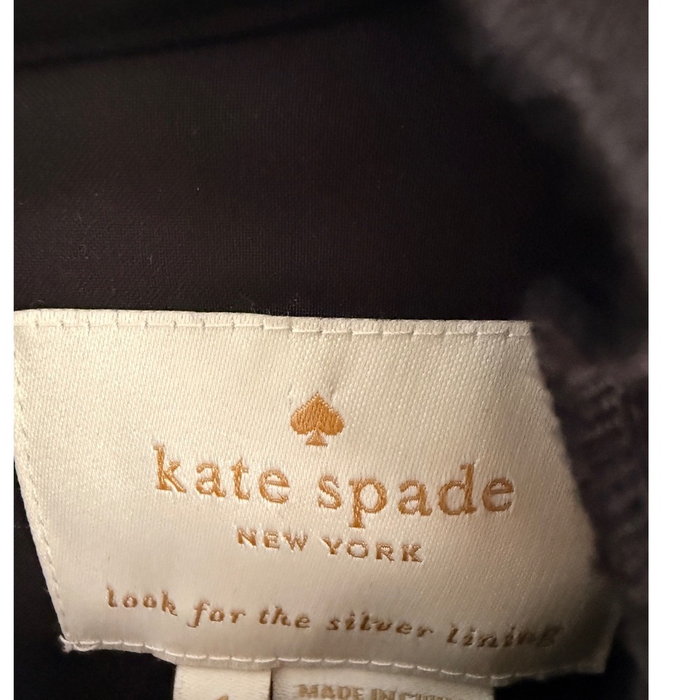 Kate Spade Black Fit‎ Flare Dress Pearl Buttons Ruffle Neck Sleeveless XS - Picture 4 of 8